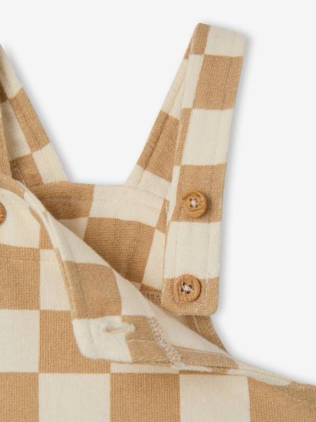 Salopette courte bébé molleton imprimé carreaux beige+rayé bleu 4 - vertbaudet enfant 