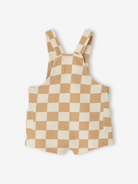 Salopette courte bébé molleton imprimé carreaux beige+rayé bleu 3 - vertbaudet enfant 