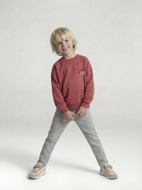 Sweat col rond garçon manches lo bois de rose+jaune pastel 6 - vertbaudet enfant 