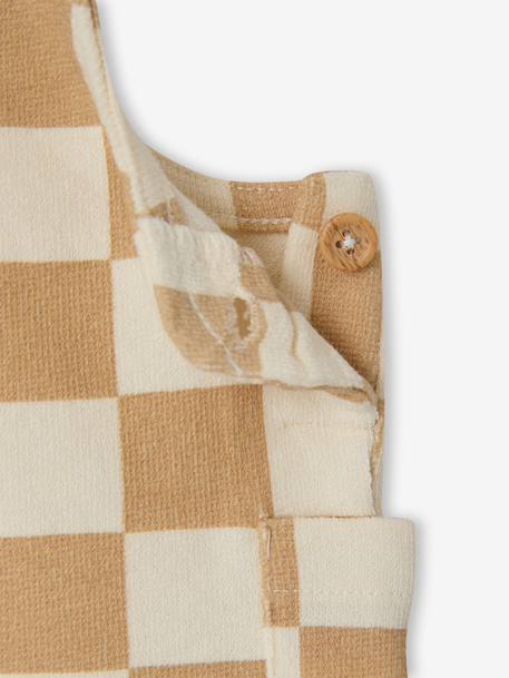 Salopette courte bébé molleton imprimé carreaux beige+rayé bleu 5 - vertbaudet enfant 