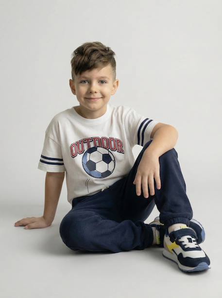 Jogging molleton taille ajustable écru+marine 5 - vertbaudet enfant 
