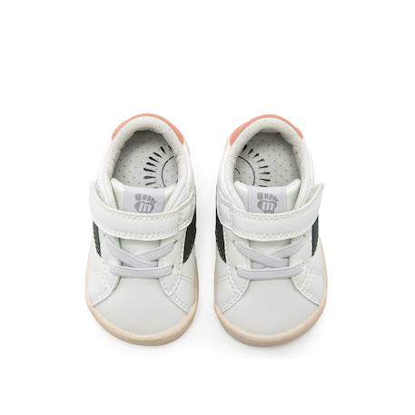 Sneakers garçon synthétique lacets- fermeture adhésive barefoot Blanc et noir+Blanc-vert 8 - vertbaudet enfant 