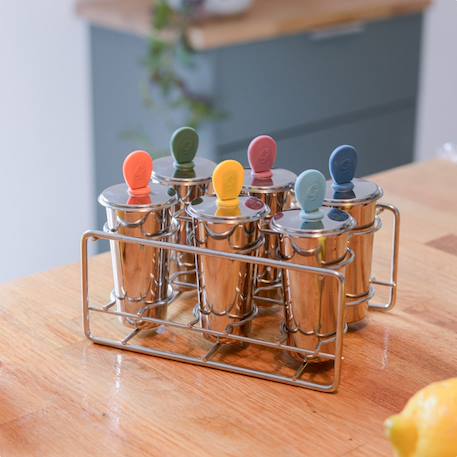 6 moules à glaces inox freezy 120 ml Multicolore 2 - vertbaudet enfant 