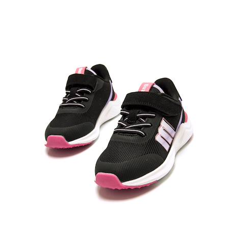 Sneakers filles textile lacets- fermeture adhésive Noir rose+Rose clair 2 - vertbaudet enfant 