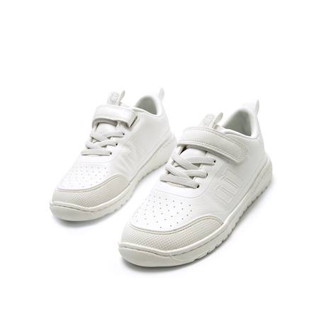 Sneakers garçon synthétique lacets- fermeture adhésive barefoot Blanc mat+Bleu vif+White 18 - vertbaudet enfant 