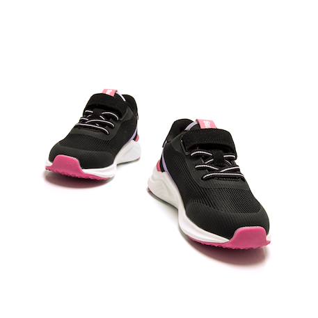 Sneakers filles textile lacets- fermeture adhésive Noir rose+Rose clair 4 - vertbaudet enfant 