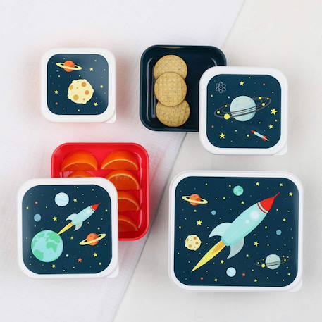 Lot de 4 boîtes à goûter espace Bleu, jaune, rouge 4 - vertbaudet enfant 
