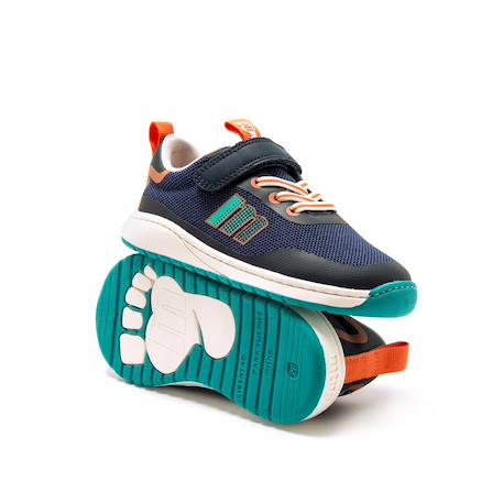 Sneakers garçon textile lacets- fermeture adhésive barefoot Black+bleu foncé–turquoise+Grey 12 - vertbaudet enfant 