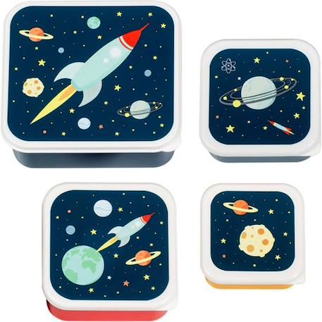 Lot de 4 boîtes à goûter espace Bleu, jaune, rouge 2 - vertbaudet enfant 