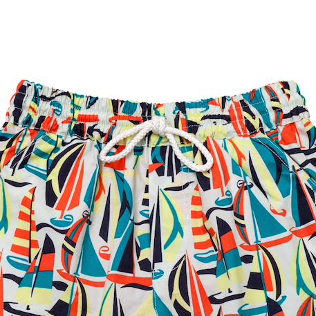 Short de bain    imprimé voiliers rétros  swimboy Orange imprimé voiliers 5 - vertbaudet enfant 