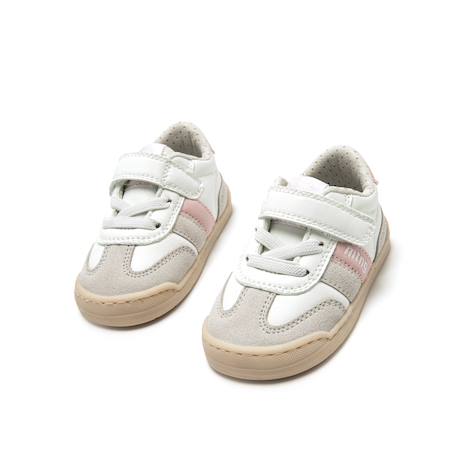 Sneakers filles synthétique lacets- fermeture adhésive barefoot Green+White 12 - vertbaudet enfant 