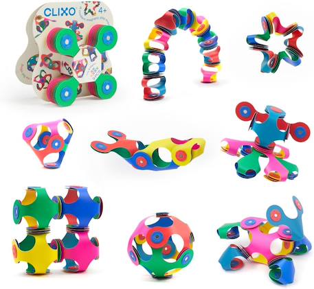 Tiny & mighty clixo - jeu de construction magnétique, flexible, durable & imaginatif - 9 pièces - dès 4 ans Bleu 4 - vertbaudet enfant 
