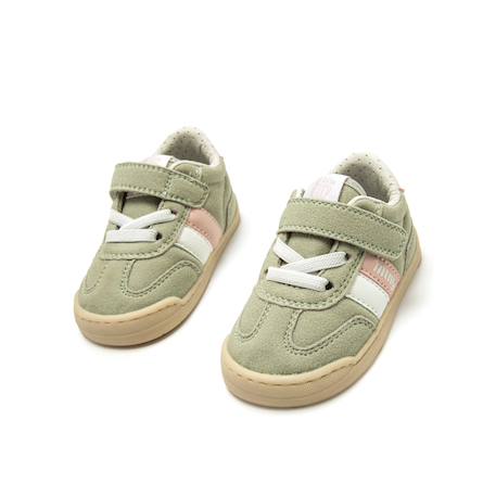 Sneakers filles synthétique lacets- fermeture adhésive barefoot Green+White 6 - vertbaudet enfant 