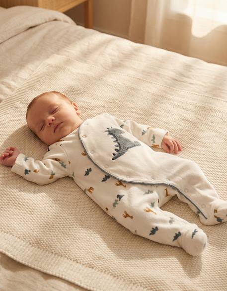 Pyjama dinosaure en velours Blanc 2 - vertbaudet enfant 