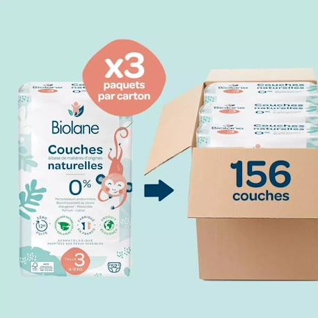 Couches taille 3 (3 paquets - 156 couches) Multicolore 2 - vertbaudet enfant 