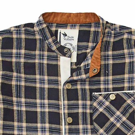 Chemise carreaux tartan    et   col mao  rimbaud Marron noir beige 2 - vertbaudet enfant 