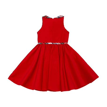 Robe qui tourne  en velours  et col claudine en tartan  hepburn Rouge carreaux tartan blanc vert+Rouge vert foncé 5 - vertbaudet enfant 
