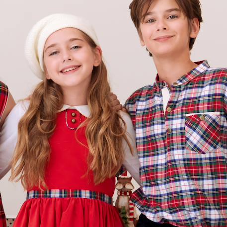 Robe qui tourne velours    hepburn Rouge tartan vert 5 - vertbaudet enfant 
