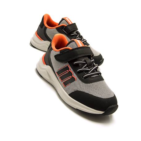 Sneakers garçon textile lacets- fermeture adhésive Blue+Noir-orange 9 - vertbaudet enfant 