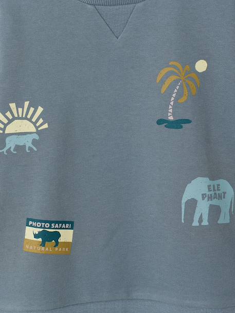 Sweat col rond manches longues bleu grisé 3 - vertbaudet enfant 