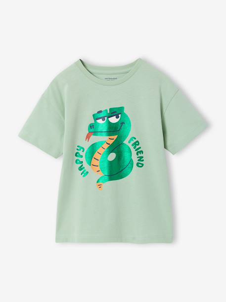 T-Shirt garçon motif brillant space bleu nuit+vert amande 4 - vertbaudet enfant 