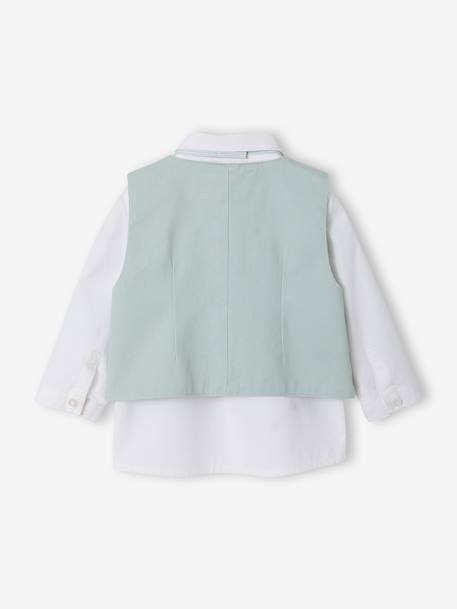 Ensemble chemise gilet nœud papillon bébé vert sauge 6 - vertbaudet enfant 