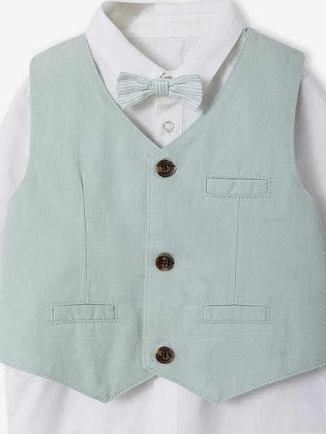 Ensemble chemise gilet nœud papillon bébé vert sauge 7 - vertbaudet enfant 