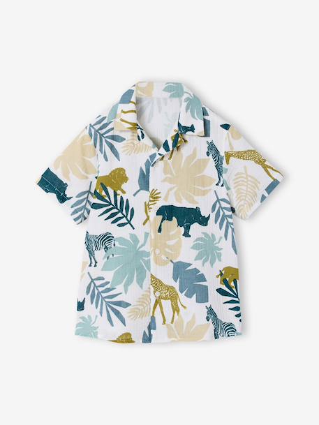 Chemise manches courtes blanc imprimé 3 - vertbaudet enfant 