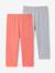Lot de 2 leggings fille mi-mollets gris chiné+mauve+vert émeraude 1 - vertbaudet enfant 