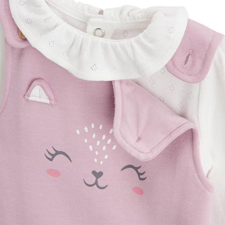 Ensemble salopette bébé en molleton et t-shirt miss chatchatchat Rose 4 - vertbaudet enfant 