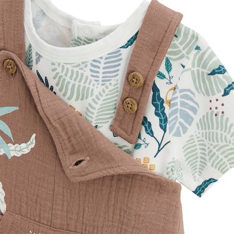 Ensemble salopette bébé en gaze de coton et t-shirt baroudeur Marron 4 - vertbaudet enfant 