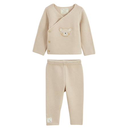 Ensemble bébé gilet et pantalon en tricot mini rêve Beige 2 - vertbaudet enfant 