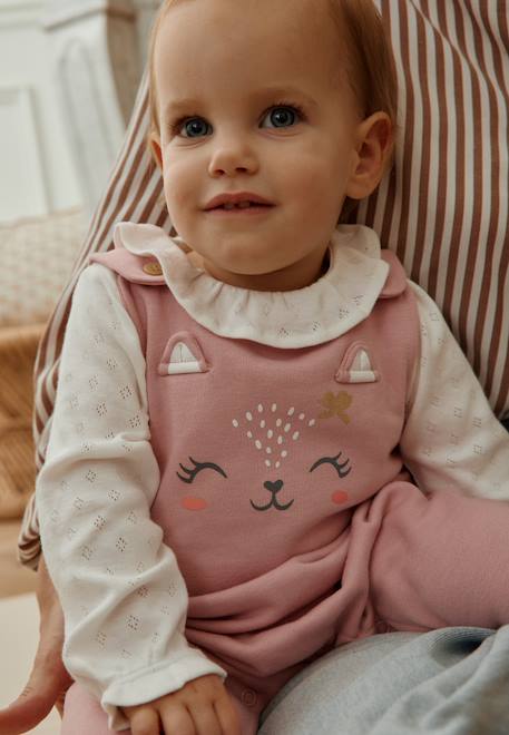 Bébé-Ensemble salopette bébé en molleton et t-shirt miss chatchatchat