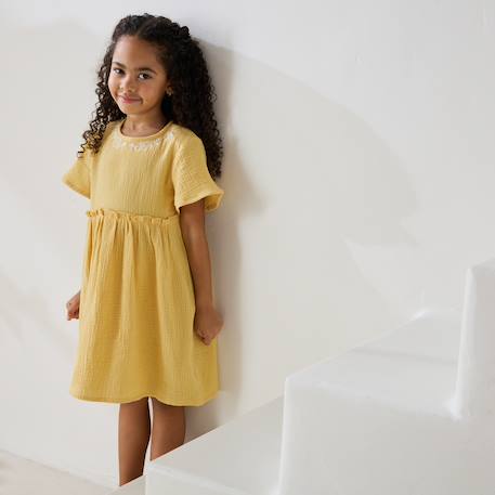 Robe enfant en gaze de coton camila Jaune 6 - vertbaudet enfant 