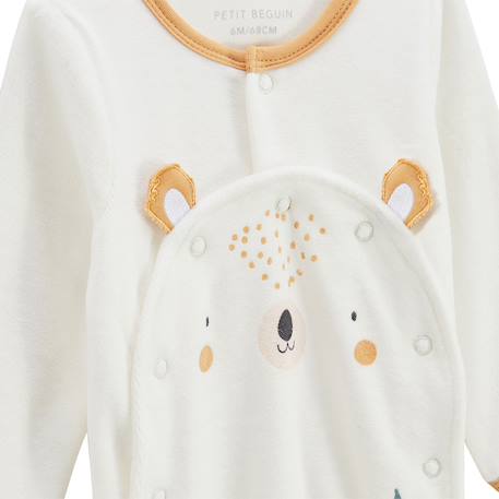 Pyjama bébé en velours ouverture pont mini rêve Ecru 4 - vertbaudet enfant 