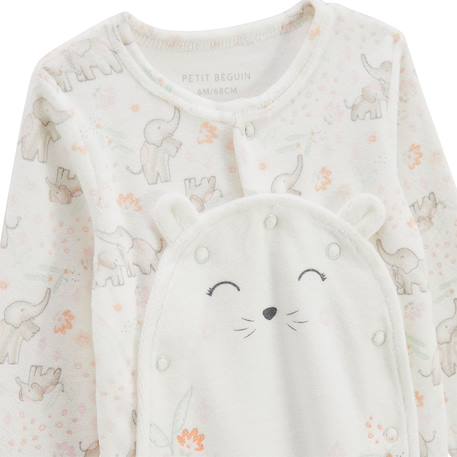 Pyjama bébé en velours ouverture pont badian Ecru 4 - vertbaudet enfant 