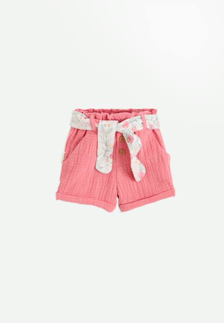 Short enfant en gaze de coton anaelle Rose 1 - vertbaudet enfant 