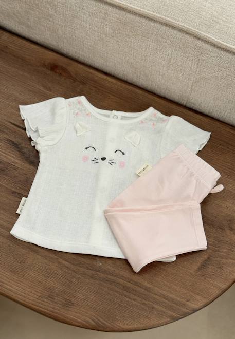 Bébé-Ensemble-Ensemble bébé t-shirt en pointelle et legging badian