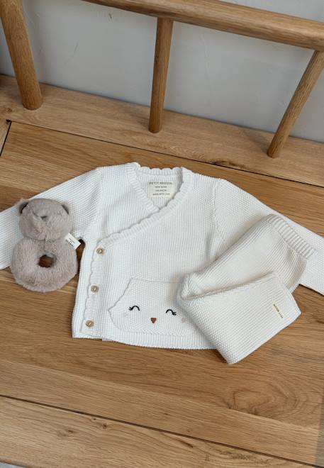 Bébé-Ensemble-Ensemble bébé gilet et pantalon en tricot colette