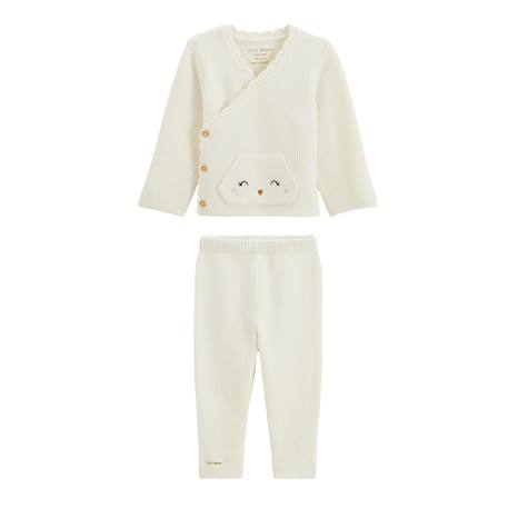Ensemble bébé gilet et pantalon en tricot colette Ecru 2 - vertbaudet enfant 