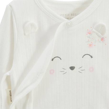 Ensemble bébé gilet et pantalon à pied en pointelle badian Ecru 3 - vertbaudet enfant 