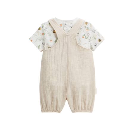 Ensemble salopette bébé en gaze de coton et t-shirt eden Beige 3 - vertbaudet enfant 