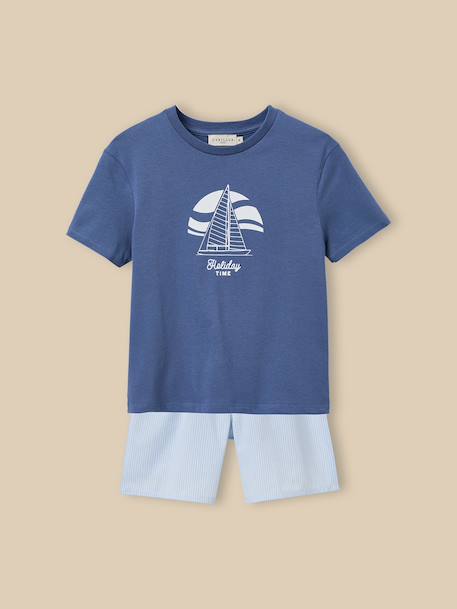 Pyja-short garçon - coton biologique Bleu 1 - vertbaudet enfant 