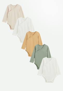 Bébé-Body-Lot de 5 bodies bébé manches longues ouverture croisée mini rêve