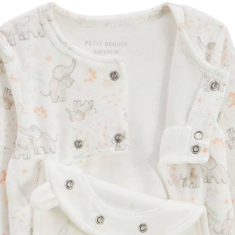 Pyjama bébé en velours ouverture pont badian Ecru 5 - vertbaudet enfant 