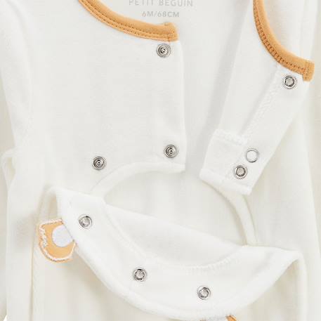 Pyjama bébé en velours ouverture pont mini rêve Ecru 5 - vertbaudet enfant 