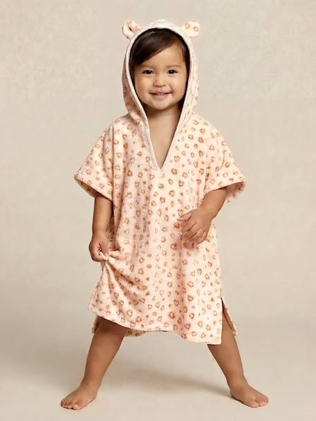 Poncho de bain bébé Animaux, avec coton recyclé blanc imprimé+rayé bleu 2 - vertbaudet enfant 