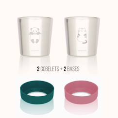 Puériculture-Set de 2 gobelets inox yoopy panda - chat