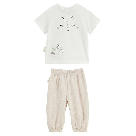 Ensemble bébé t-shirt et pantalon en gaze de coton eden Beige 2 - vertbaudet enfant 