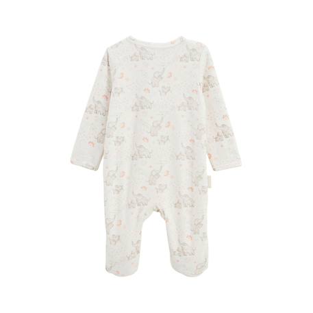 Pyjama bébé en velours ouverture pont badian Ecru 3 - vertbaudet enfant 